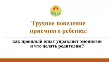 О проведении вебинара  &laquo;Трудное поведение приемного ребенка: как прошлый опыт управляет эмоциями и что делать родителям?&raquo;